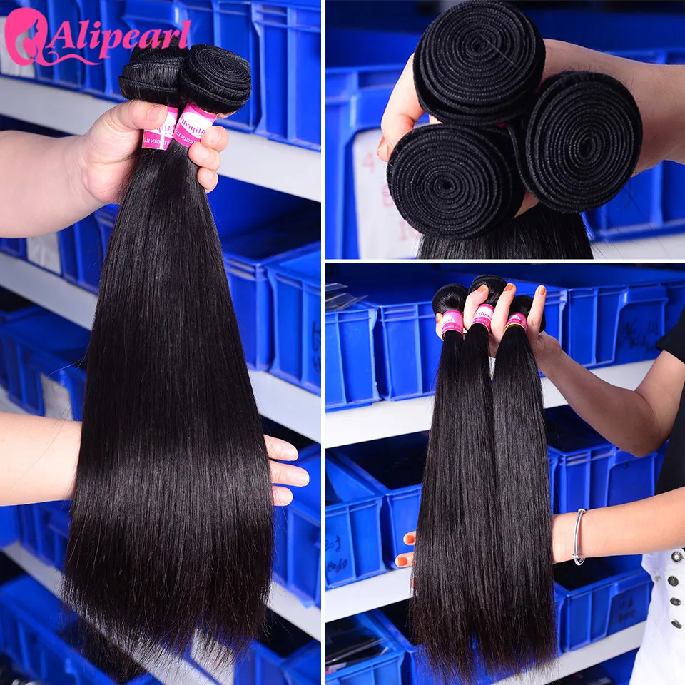 Пряди из 100% человеческих волос Ali Pearl бразильские прямые волосы 3 пряди 8 28 дюймов