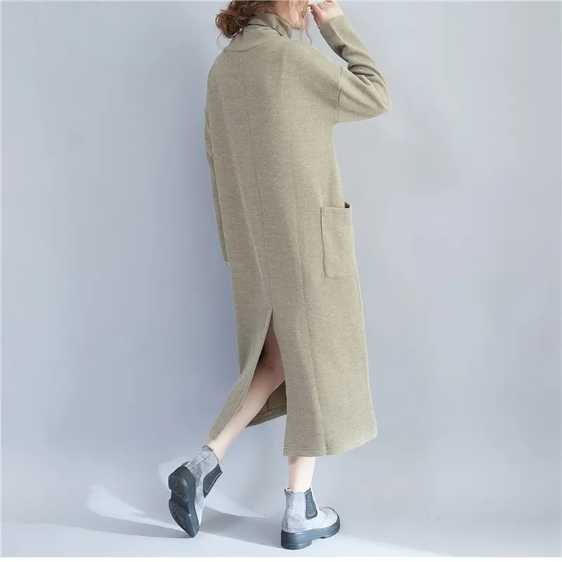 Kpop зимнее платье размера плюс женские платья 2020 Новое вязаное с высоким