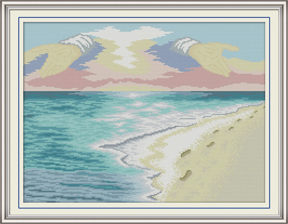 

Beach cross stitch kit aida 14ct 11ct count print canvas cross stitches needlework embroidery DIY handmade