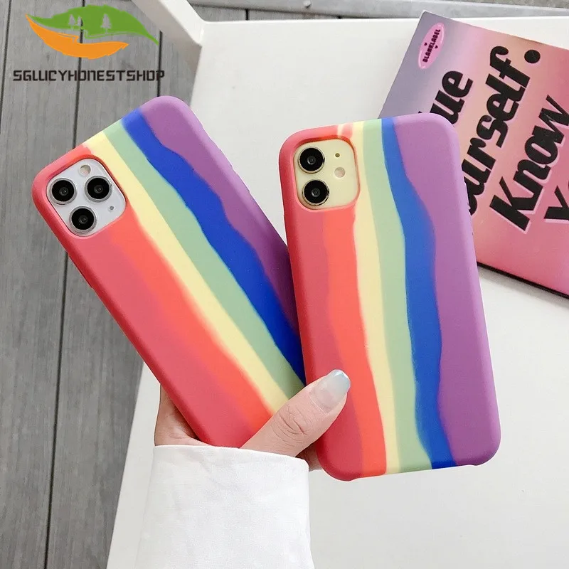 Оригинальный Радужный жидкий силиконовый чехол SGlucy для Apple iPhone 11 Pro Max SE 2020 XR Xs 6 7 8