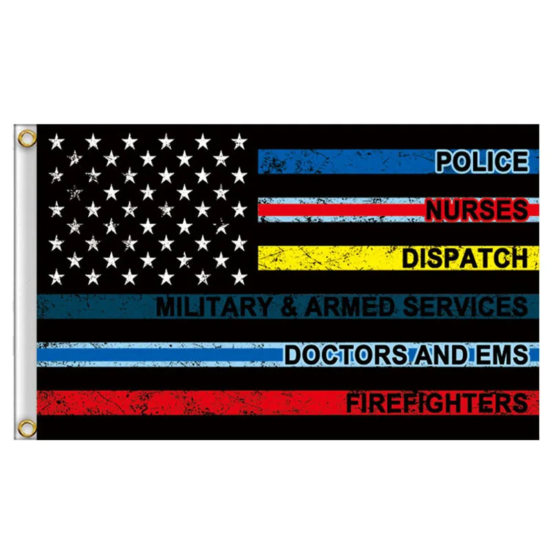 

3x5ft POLICE NURSE Thin Multi Line Flag Red Blue Green USA Support Banner Flag