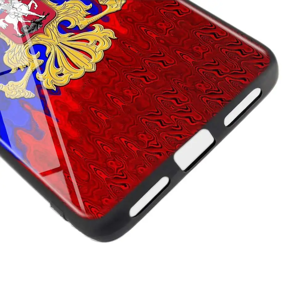 Черный глянцевый чехол с российским флагом и гербом для Xiaomi Redmi Note 8 7 6 5 4X 4 K20 Pro 7A 6A