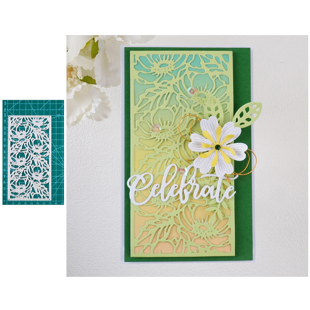 

Flower Frame Rectangle Cover Metal Background Die Cutting Dies Scrapbooking Embossing Folder Suit For Cutting Machine New 2021