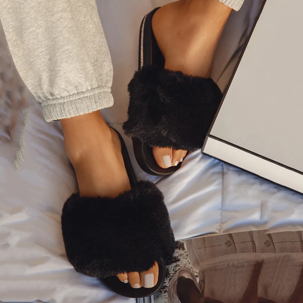 Женские меховые тапочки милые розовые пушистые домашние шлепанцы женские мягкие