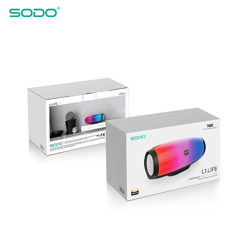SODO Bluetooth динамик стерео радио U диск воспроизводит светодиодный светильник TF трансляции Bluetooth динамик TWS соединенная зарядка звуковая коробка