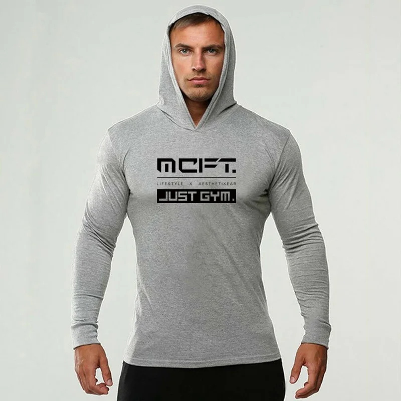 Bodybuilding T-Shirt Men New Autumn Fitness Long Sleeve Hooded T Shirt Men Brand Just Gym Hoody Fashion Slim Fit Cotton Tee Tops