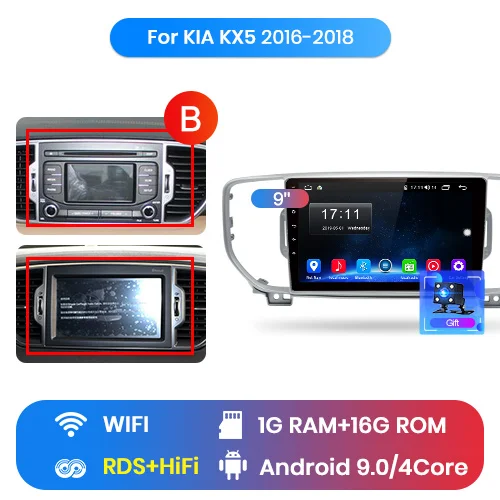 WIFI (1GB 16GB) B Junsun V1 2 ГБ+ 32 ГБ, Android 9,0 DSP автомобильный радио мультимедиа плеер gps навигатор для KIA Sportage 4 аудио 2Din dvd - Цвет: WIFI (1GB 16GB) B