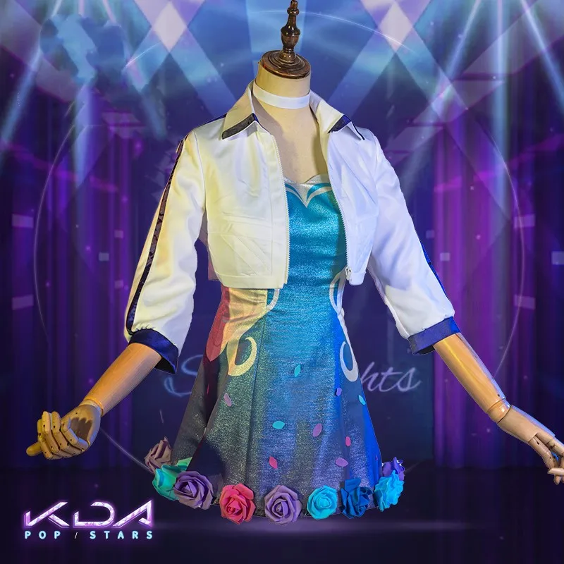 

Костюм для косплея Seraphine cos из аниме «LOL» для мужчин и женщин, Высококачественная форма jk, костюм, платье + пальто + носки + серьги + kc