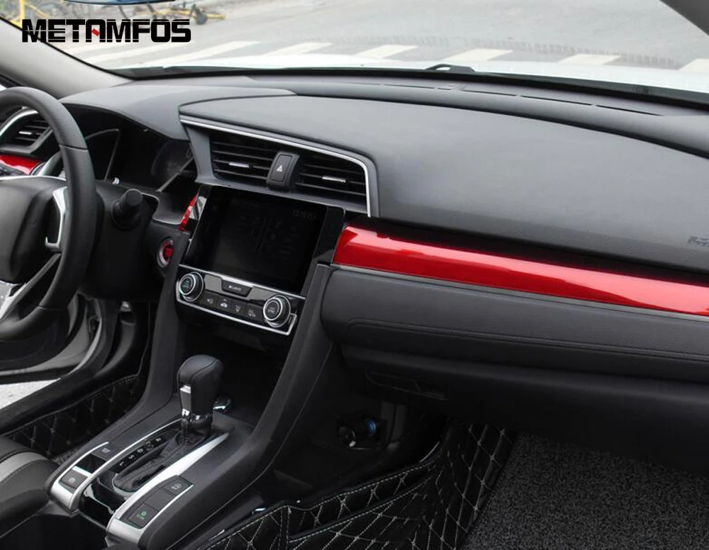 Для Honda Civic Sedan 2016-2018 2019 красная ABS пластиковая лента для управления центром