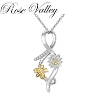 rose valley sunflower pendant necklace for women bee pendants fashion jewelry girls gifts yn026