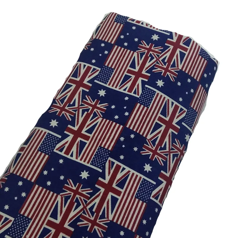 Плотная и прочная хлопковая ткань с принтом Королевского флага темно-синего