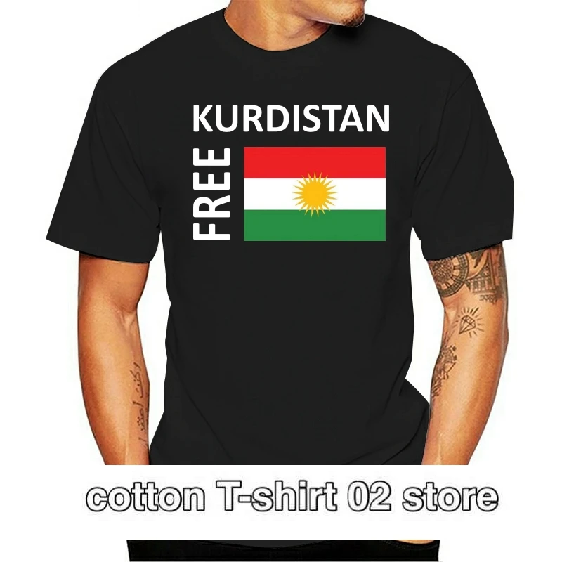 

Camiseta de algodón con cuello redondo para 100%, Camiseta con estampado de texto/bandera-S 3XL-Kobane, moda 2021