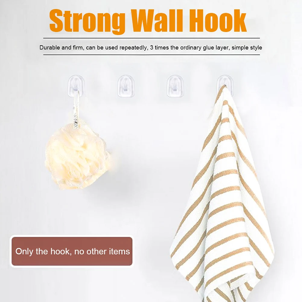 

6pcs Home Self Adhesive Reusable Transparent Kitchen Easy Install Practical Wall Hook Universal Seamless PVC Waterproof Ceiling