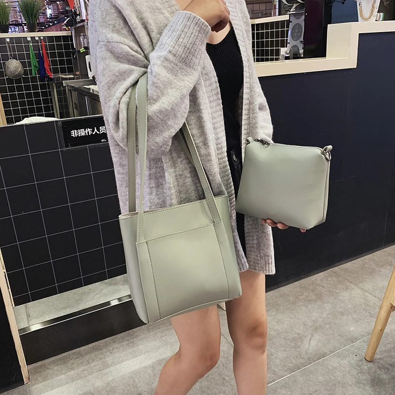 Новая модная сумка через плечо для женщин 2020 двухсекционная одноцветная