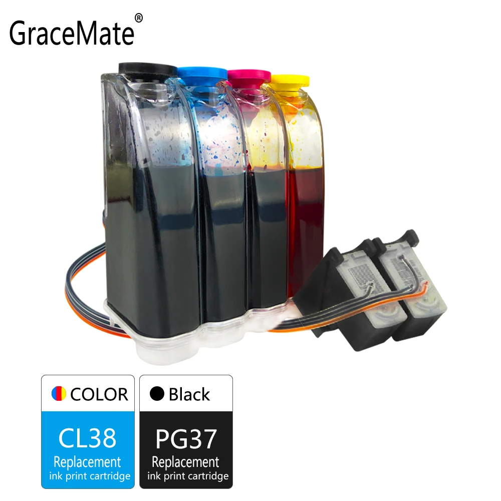 Чернила GraceMate совместимые с принтерами Canon PG37 CL38 CISS Bulk IP1800 IP1900 IP250 IP2600 MP140 MP190 MP210 MP220
