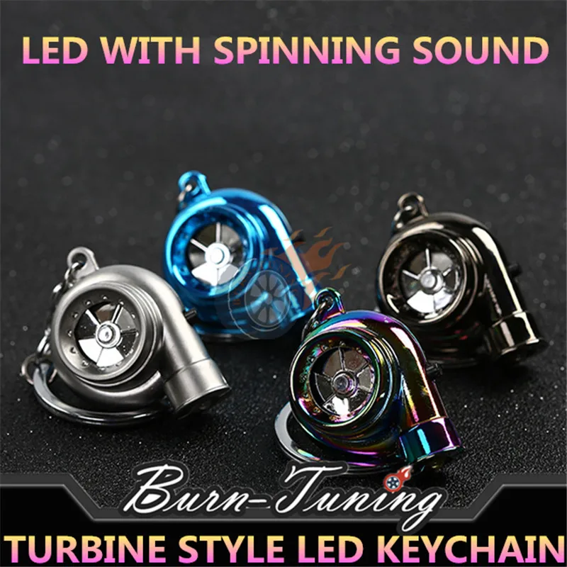 1X Универсальный брелок Turbo Стиль с светодиодный светильник автомобиль турбина со