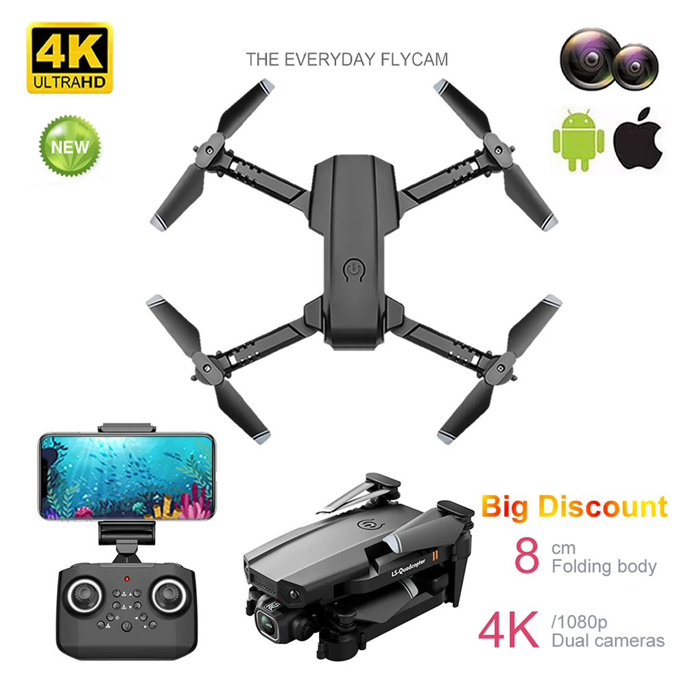 

Mini RC Drone UAV Quadrocopter WiFi FPV with HD Dual Camera 4K Flying Wing Machine Altitude Hold Foldable Four-Axis Aircraft Toy