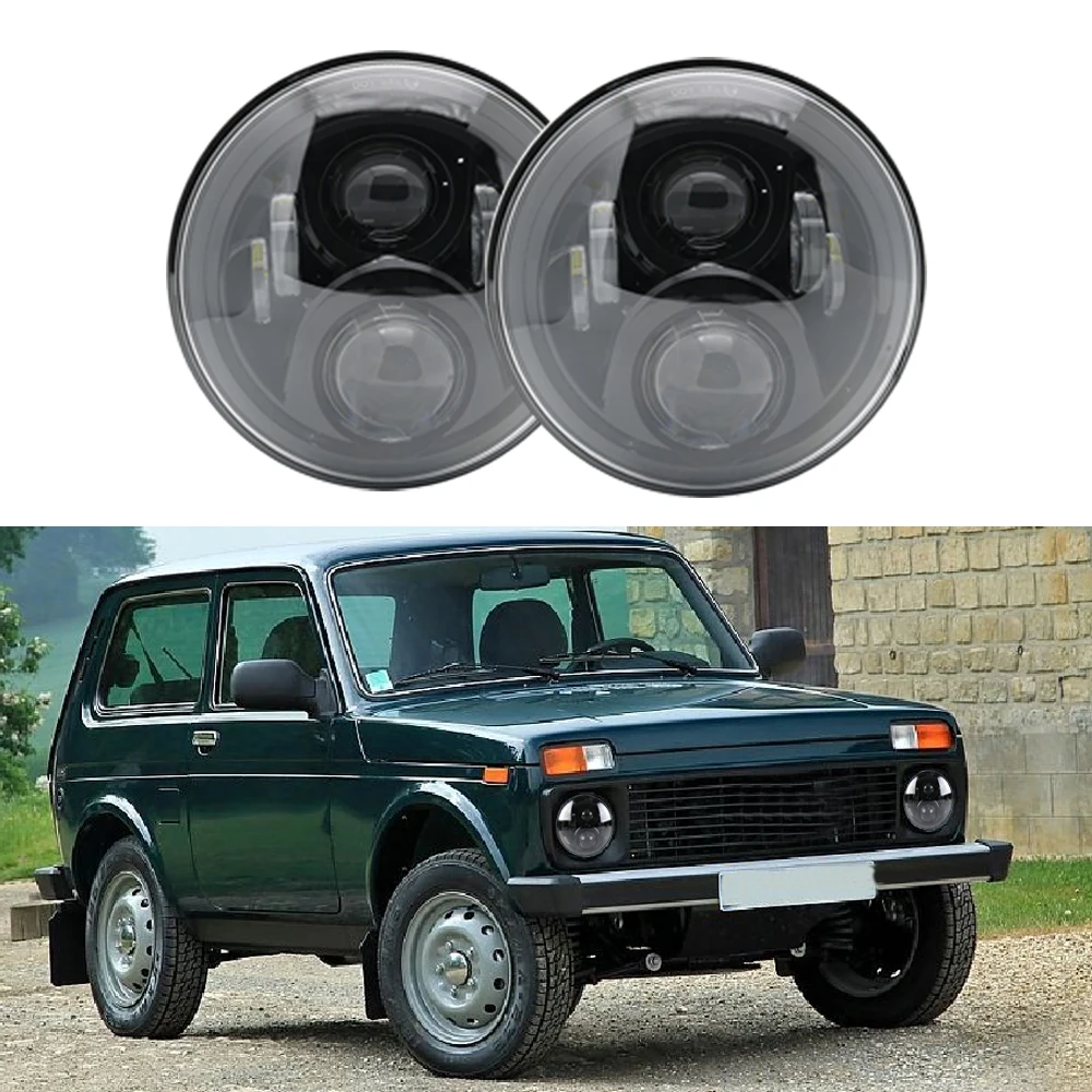 2 шт. для Lada 4x4 urban Niva " дюймовый круглый светодиодный фары Hi/Lo луч подходит 97-17 для Jeep Wrangler JK TJ LJ