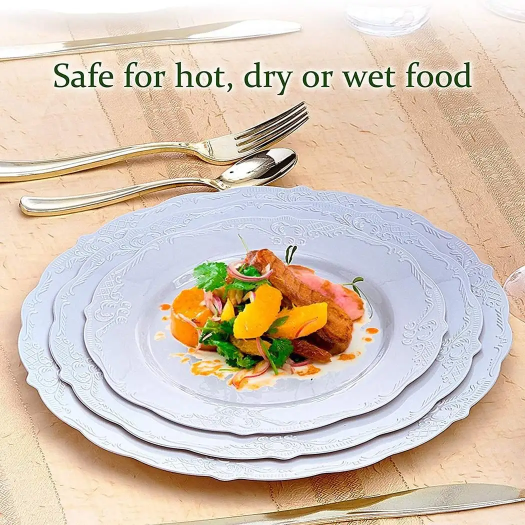 Круглые одноразовые тарелки вечерние Свадебные День рождения Кемпинг белый