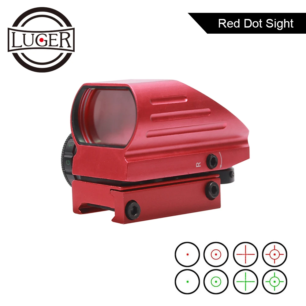 LUGER Красная Зеленая точка прицел тактический рефлекс 4 Сетка голографический 20 мм