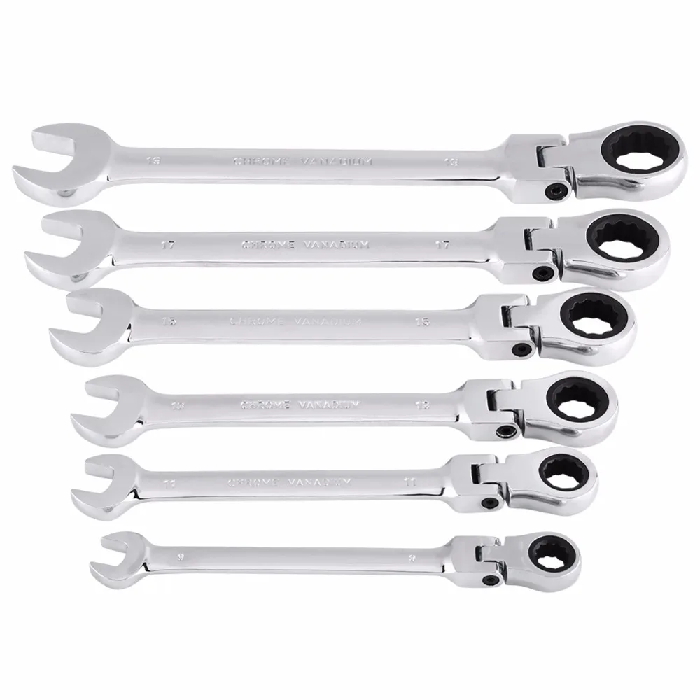 12 шт. в упаковке 8 19 мм гибкий трещотка Шестерни набор гаечный ключей стальной