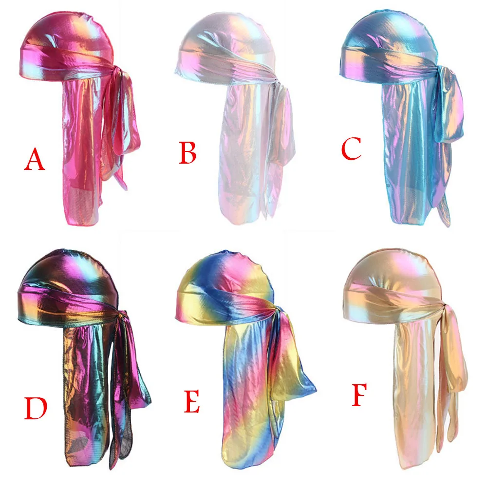 

Men/Women Silk Polyester Bandana Hat Durag Rag Tail Headwrap Headwear Gift Hip Hop Fitted Cap Hats For Men Women Chapeau Femme