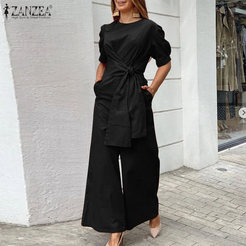 Комбинезон ZANZEA Женский на шнуровке стильный Асимметричный Повседневный