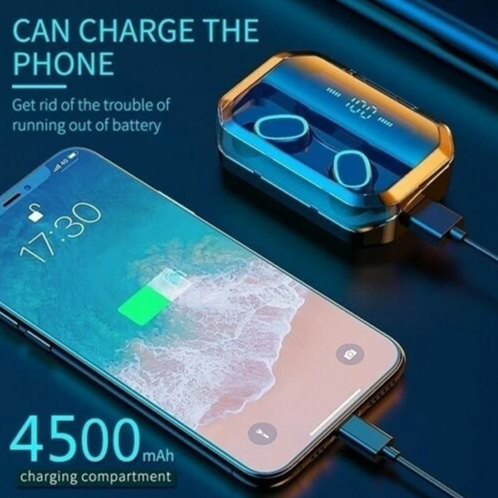 

Bluetooth5.0 Wireless Headphones TWS Charging Box Earbuds Earphones LED Display 9D HD Stereo Surround Sound Smart Touch Ear Hook