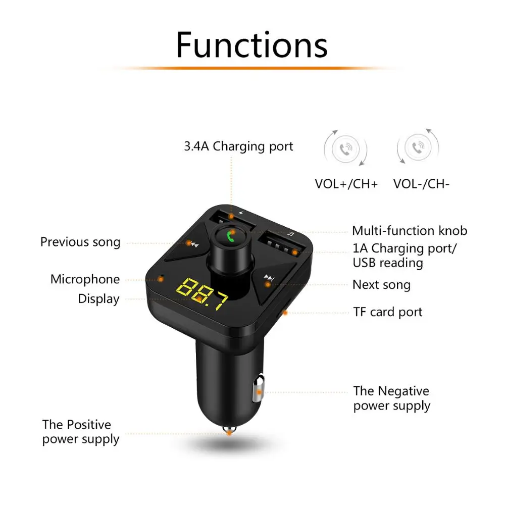 KORSEED USB зарядное устройство комплект беспроводной связи Bluetooth для автомобиля FM