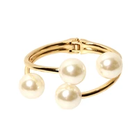 new fashion female pearl jewelry alloy charm bracelet for women girls rose gold pearl cuff bracelets bangles gifts
