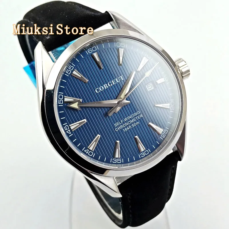 Corgeut 41 мм сапфировый Кристалл светящийся кожаный ремешок Чайка автоматическое