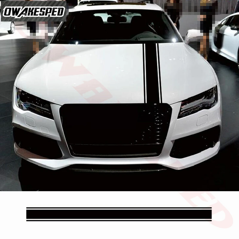 Спортивные гоночные полосы Автомобильная наклейка на капот крышка двигателя