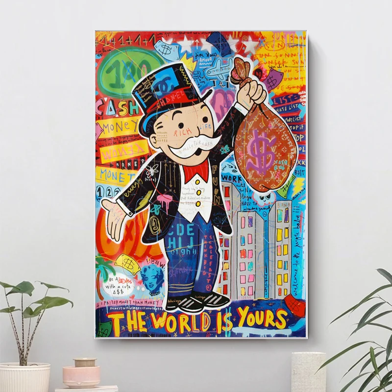 

Alec Monopoly Graffiti Wall Art Money Paintings on The Wall Art Posters and Prints The World Is Yours Modern Art Wall Pictures