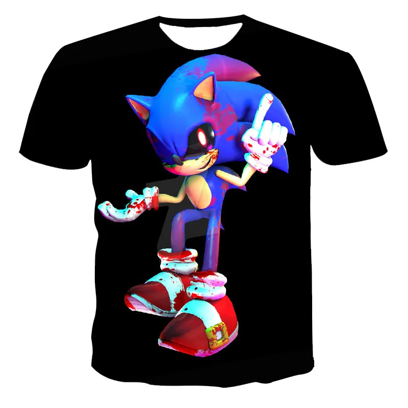 

2021 Summer New Sonic 3D Printing Polyester Funny Anime Short-Sleeved T-Shirt