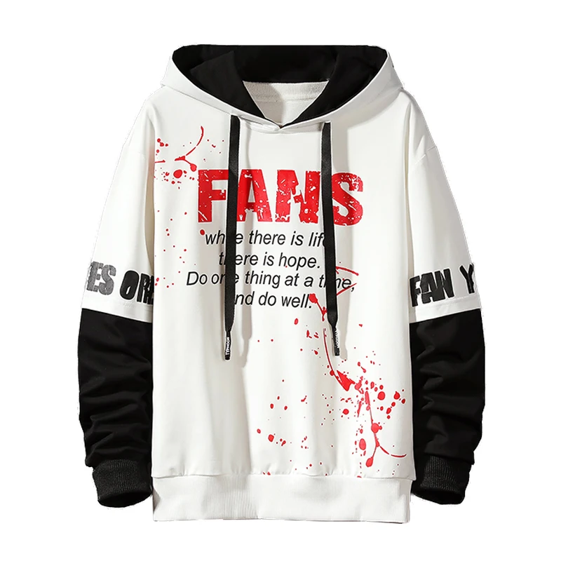 

Men's Hoodies Spring Autumn Sweatshirts Men's Casual Hip Pop Streetwear Top and Bottom Fashion Fake 2 Pieces Stitching Hoodies
