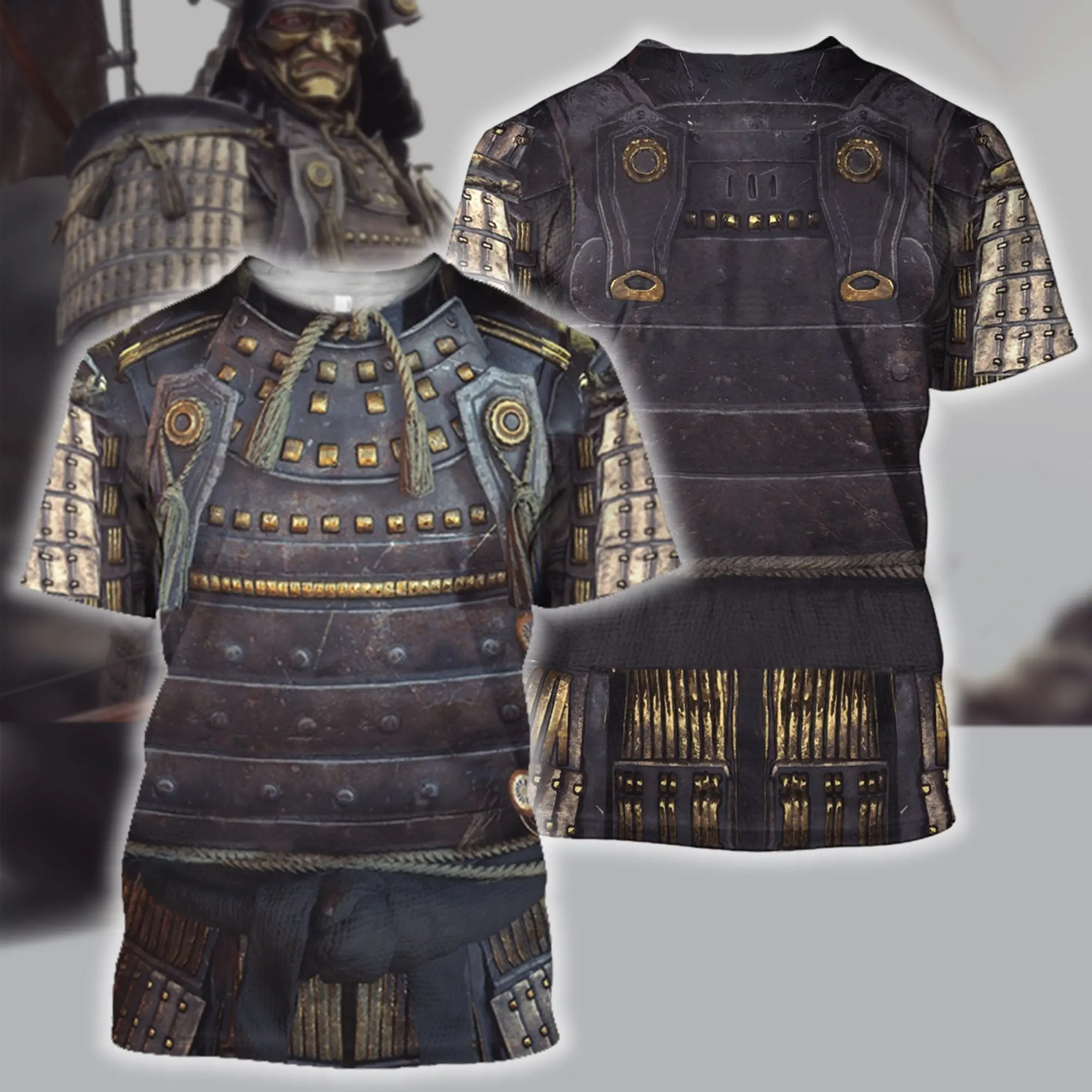 2021 новые летние футболки 3D печатных самурая броня для мужчин Harajuku модные