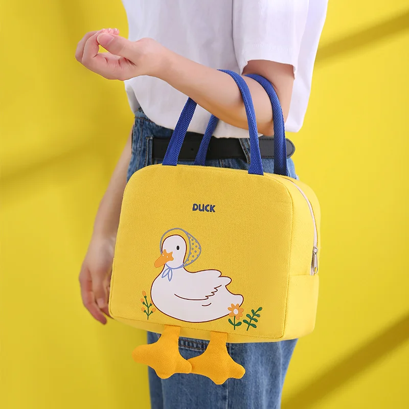 

Fashion Lunch Bag Insulated Thermal Lovely DucklingMulticolor Breakfast Box Bags Women Portable Hand Pack Picnic Travel Products