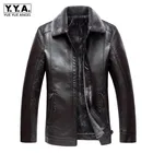 Мужская кожаная куртка с воротником из искусственной кожи, размеры до 8XL