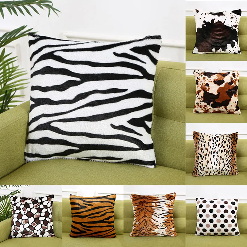 

New 43*43CM Pillow Case Short Plush Skin-friendly Stuffed Cute Animal Print Pillowcase Bedroom Couch Seat Bed Throw Pillow Cover