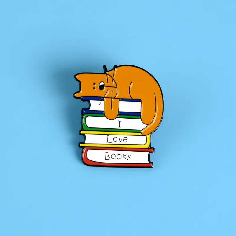 Рединг книга Кот Эмаль Булавка я люблю книги значок брошь джинсовая рубашка сумка книга Любовник Ювелирные изделия подарок для друзей студентов