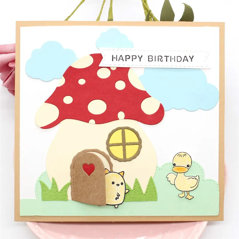 

Металлические штампы YPP CRAFT в виде грибов, трафареты для фотоальбома, декоративные тисненые бумажные карты