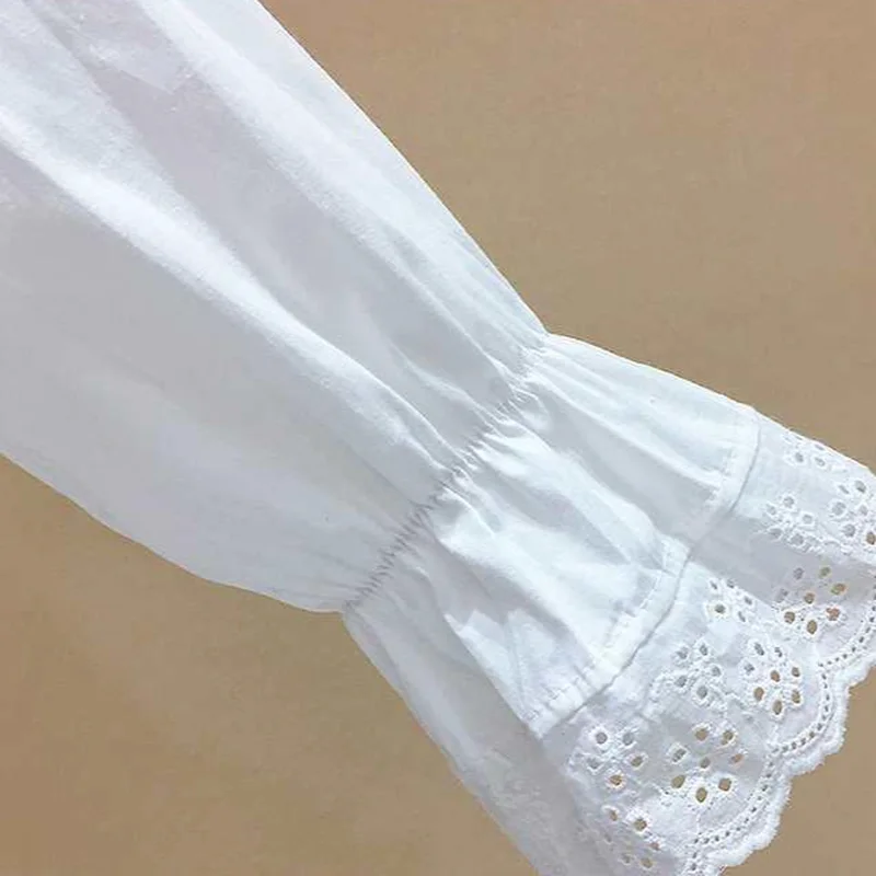 

Shirts Women Peter Pan Collar Loose Plus Size 3XL Sweet All-match Lovely Lantern Sleeve Lace Vintage Comfortable Classic Fashion