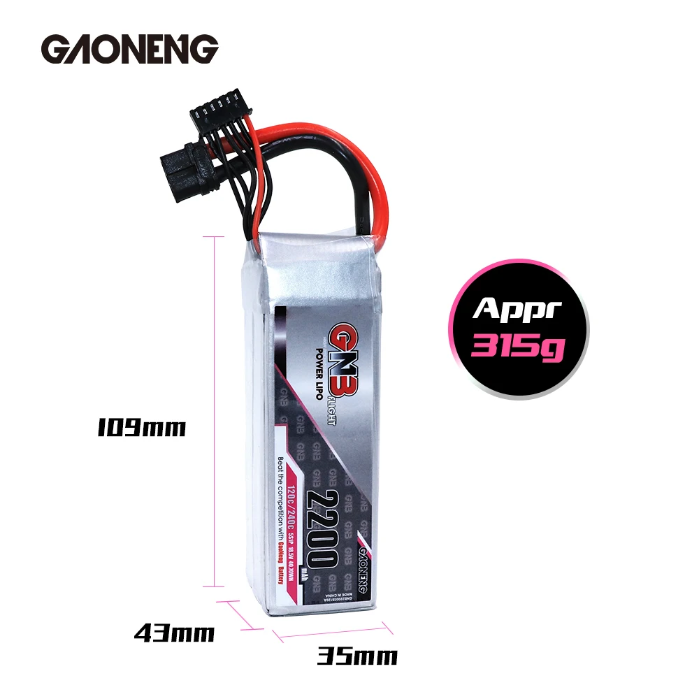 

Gaoneng GNB 5S 2200mAh 18.5V 120C/240C Lipo Battery With XT60 Plug Battery Strp FPV Drone Quadcopter Helicopter UAV RC Parts