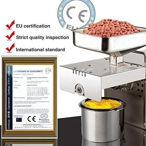 

500W Oil Press Machine Cold/Hot Automatic Extractor Organic Expeller Commercial/Home for Avocado Coconut Olive Peanut Castor