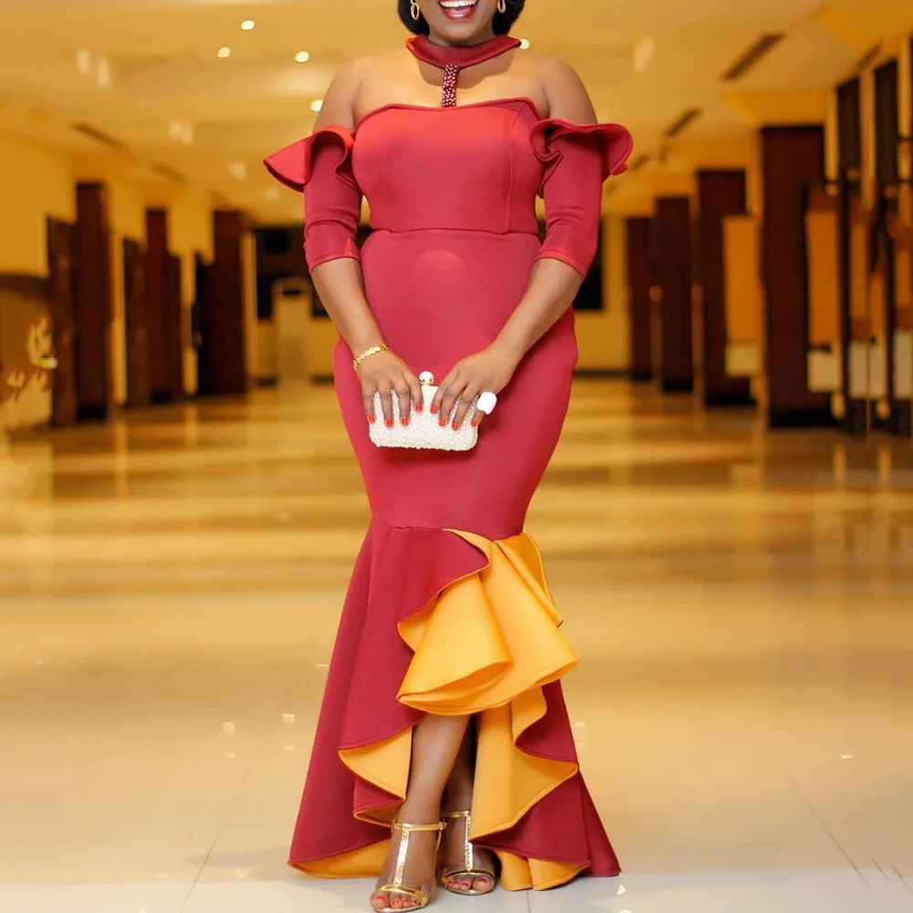 Сексуальные вечерние женские платья русалки красного цвета 2020 африканская юбка