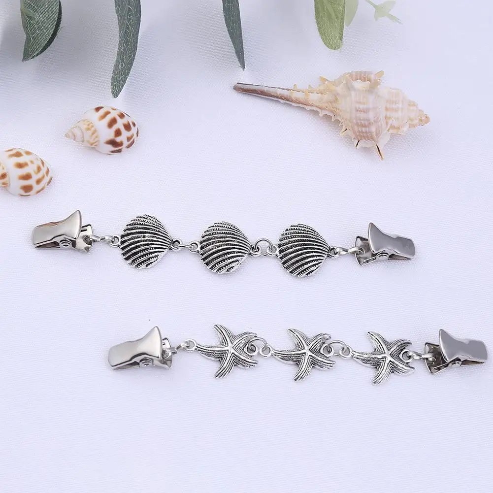 Модная брошь из сплава ракушка морская звезда цепочка зажимы для одежды воротник