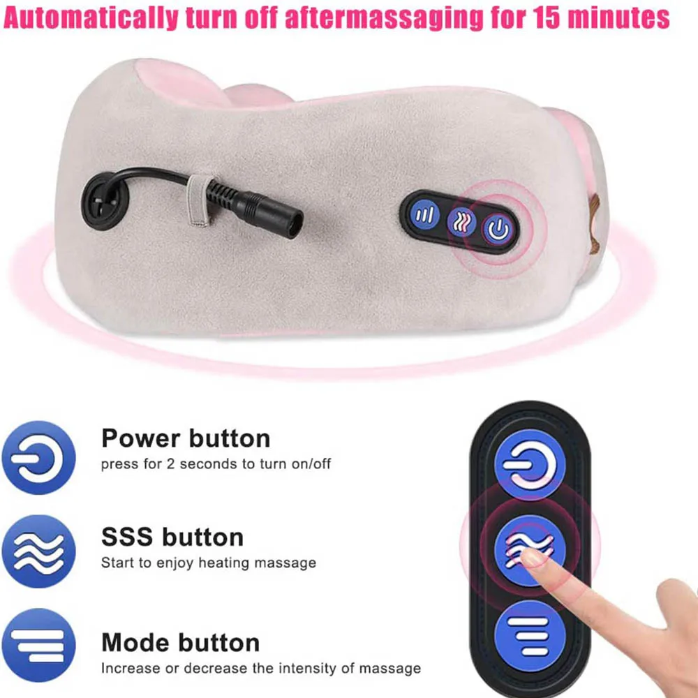 Электрическая массажная U образная подушка для расслабления шеи массажа из пены