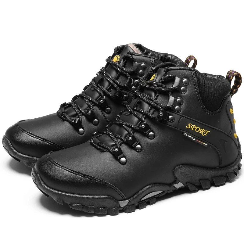 

Мужские ботинки, нескользящая кожаная обувь, мужская популярная Удобная Демисезонная обувь, короткие плюшевые зимние ботинки