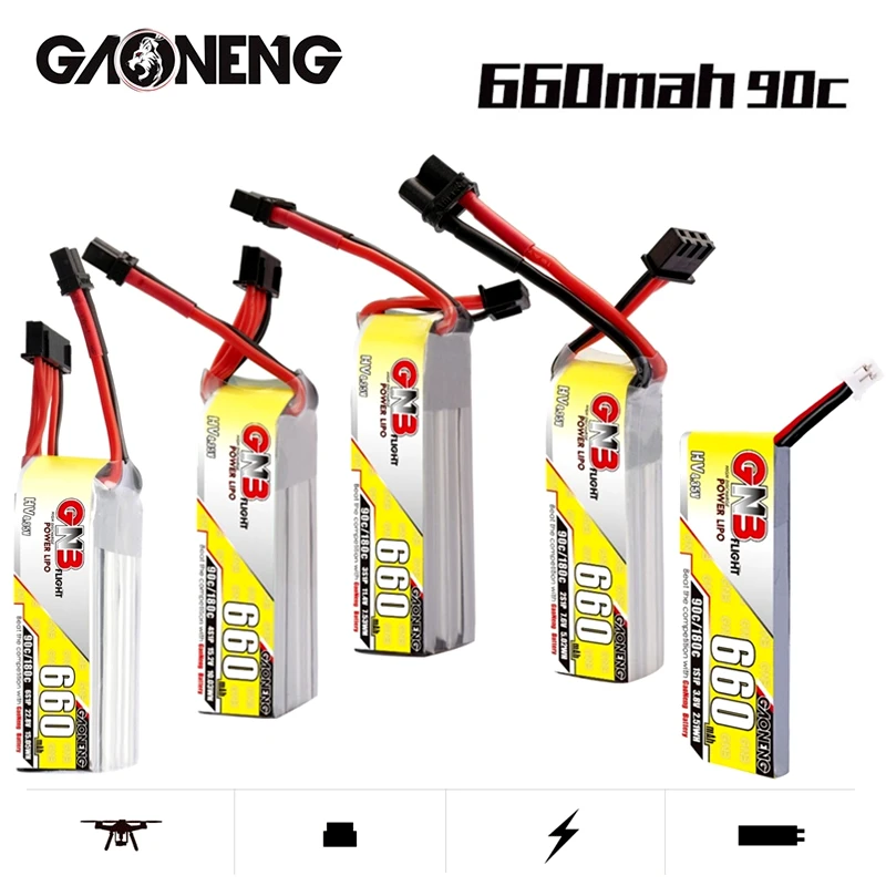 5 шт./компл. Gaoneng GNB 1S/2S/3S/4S/6S HV Lipo аккумулятор 660mAh 90C/180C для Emax Tinyhawk King Kong Ldarc TINY7 Drone