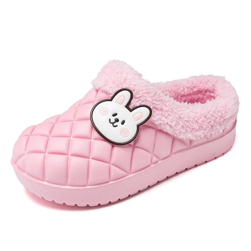 Шлепанцы для мальчиков и девочек меховые сланцы хлопок теплый дом зимняя обувь